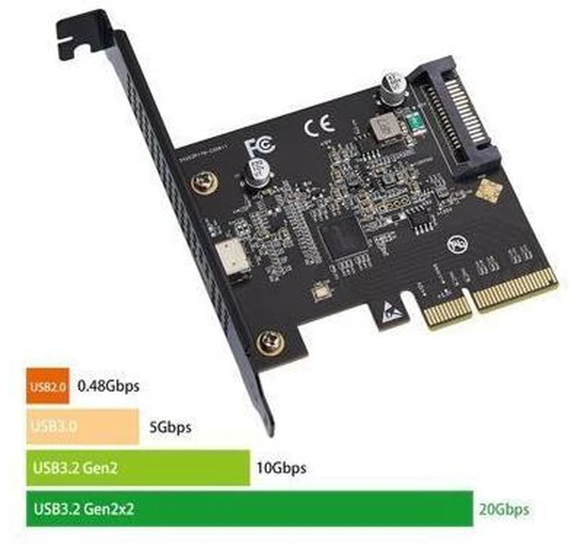 Alt view image 6 of 8 - 20Gbps USB3.2 Gen2x2 PCIe X4 Type-C Expansion Card ASM3242
