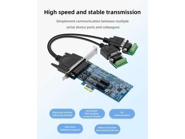 Alt view image 13 of 14 - Buaczo PCIe to Dual RS-485/422 Serial Port Card with 2500V Opto-Isolation, Anti-Surge/Lightning Protection & Terminal Block - DIN Rail Mountable for PLC, CNC, SCADA, Industrial Automation