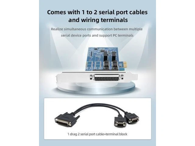 Alt view image 12 of 14 - Buaczo PCIe to Dual RS-485/422 Serial Port Card with 2500V Opto-Isolation, Anti-Surge/Lightning Protection & Terminal Block - DIN Rail Mountable for PLC, CNC, SCADA, Industrial Automation
