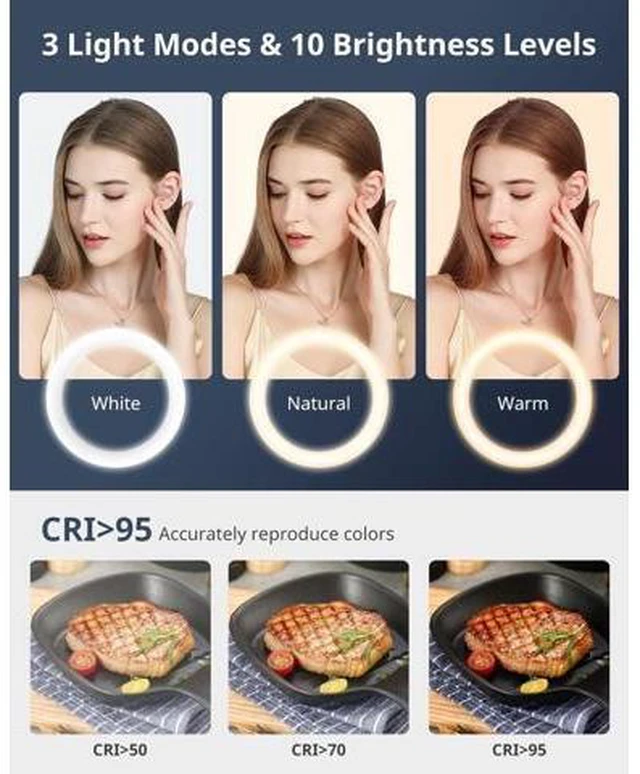 Alt view image 10 of 12 - 12 Selfie Ring Light with Stand and Overhead Phone Mount 62 Foldable Tripod for iPhone with Ringlight Phone Light for Video Recording Cooking Photography Live Streaming Tiktok YouTube