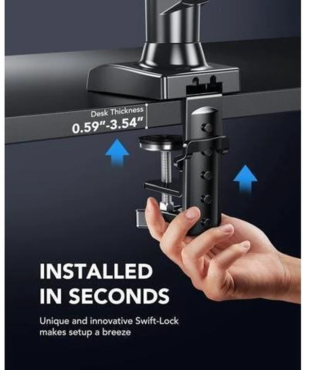Alt view image 13 of 14 - HUANUO Single Monitor Mount, 13 to 32 Inch Gas Monitor Arm, Adjustable Stand, Vesa Mount with Clamp and Grommet Base - Fits 4.4 to 19.8lbs LCD Computer Monitors