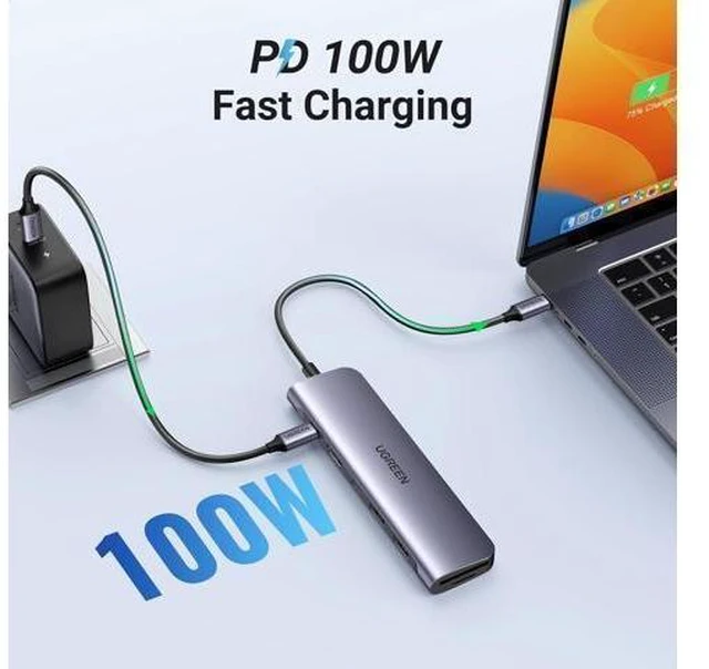Alt view image 10 of 14 - UGREEN USB-C Hub 7 in 1 USB C Dongle 4K HDMI, 100W PD Charging, USB-C & 2 USB-A 5Gbps Data Ports, SD/TF Card Reader for MacBook Pro/Air, iPad Pro,iPhone 15 Pro/Pro Max, XPS, Thinkpad