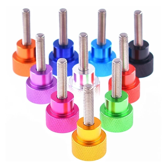 Alt view image 6 of 10 - 2Pcs UNC 3/8-16 Thumb Screw Aluminum Knurled Head Stainless Steel Thread Hand Tighten Thumb Screws Length 6-100mm(Sky Blue,L-20MM_UNC 3I8-16)