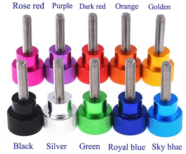 Alt view image 8 of 10 - 2Pcs UNC 3/8-16 Thumb Screw Aluminum Knurled Head Stainless Steel Thread Hand Tighten Thumb Screws Length 6-100mm(Sky Blue,L-20MM_UNC 3I8-16)