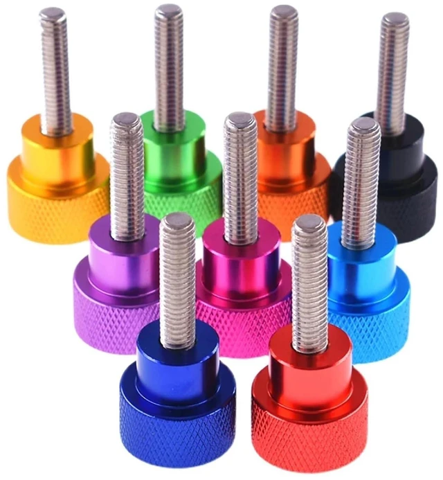 Alt view image 10 of 10 - 2Pcs UNC 3/8-16 Thumb Screw Aluminum Knurled Head Stainless Steel Thread Hand Tighten Thumb Screws Length 6-100mm(Sky Blue,L-20MM_UNC 3I8-16)