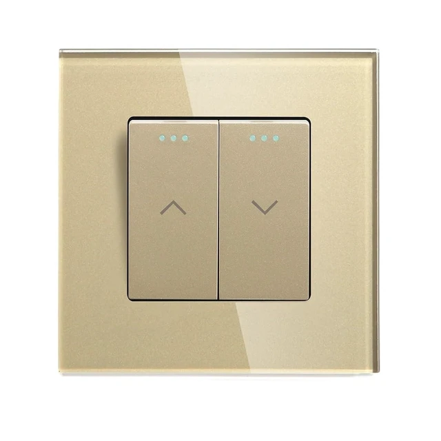 Alt view image 4 of 6 - Mechanical Curtain Switch Electric Roller Shutter Switch Push Button Wall Blinds Switch Glass Frame(White)