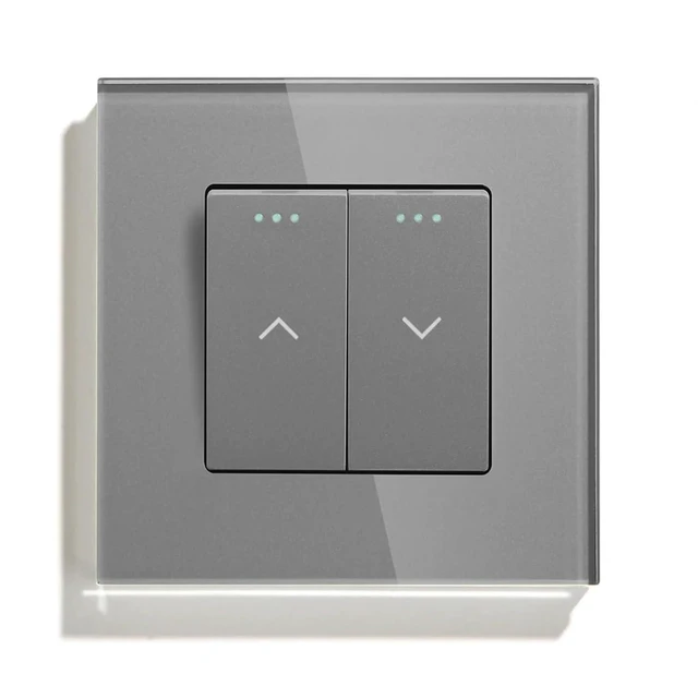 Alt view image 6 of 6 - Mechanical Curtain Switch Electric Roller Shutter Switch Push Button Wall Blinds Switch Glass Frame(White)