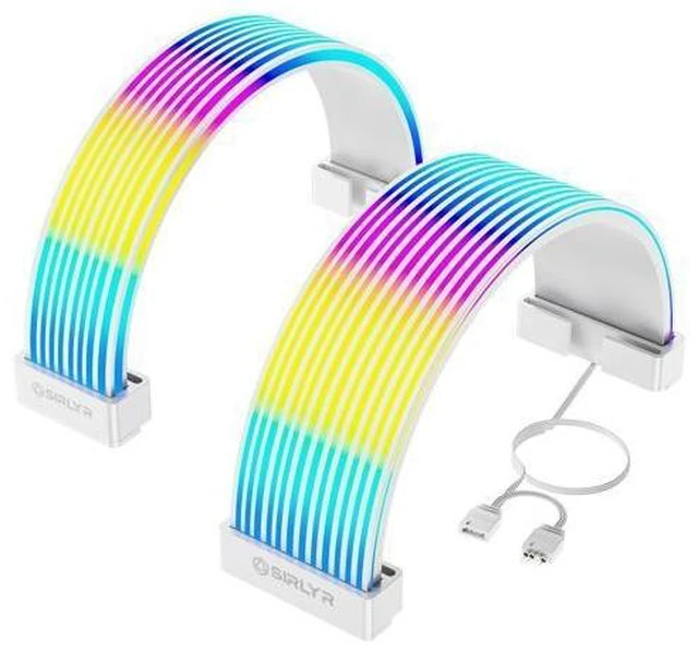 Alt view image 8 of 14 - RGB LED Strips for PSU Cables - Flexible ARGB Lighting Sleeves,Manage/Cover 8 pin PCIE/12VHPWR GPU,24 Pin ATX Power Supply Cable and Extensions,Decor PC Case,5V 3Pin SYNC