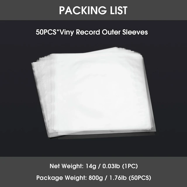 Alt view image 14 of 14 - 50PCS 12'' LP Vinyl Record Plastic Outer Sleeves Anti-Static Protection Covers