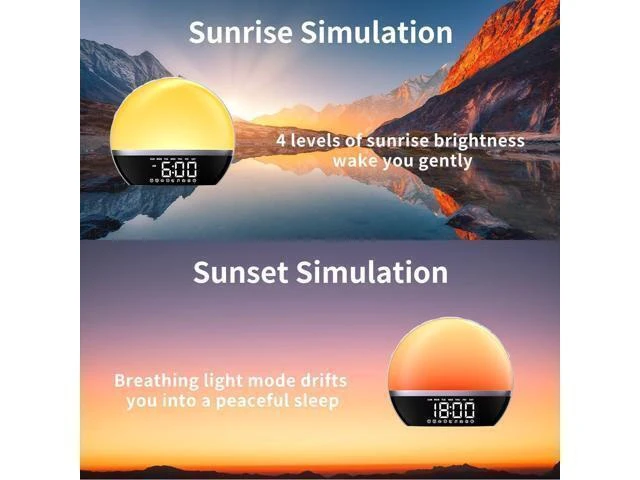 Alt view image 12 of 12 - SoundLegend FM Radio Sunrise Alarm Clock Sound Machine Wake-Up Light Sunrise Sunset Simulation Adjustable Volume Brightness Sleep Aid 13 Colors 23 Sounds 28 Tunes Snooze Dual Alarm 4 Timers