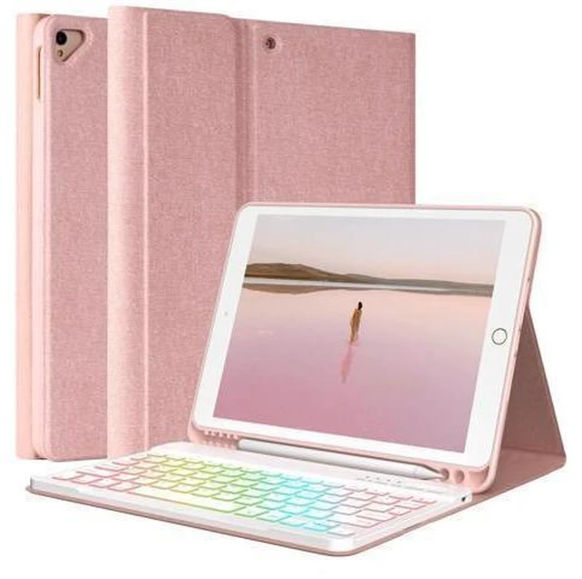 Alt view image 5 of 8 - New iPad 9th Generation Keyboard Case 10.2"2021/(8th Gen) 2020/(7th Gen)2019,7 Colors Backlit Keyboard Case for iPad 10.2" /iPad Air 3 10.5"(3rd Gen)/iPad Pro 10.5" with Pencil Holder(Champagne)