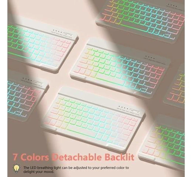 Alt view image 7 of 8 - New iPad 9th Generation Keyboard Case 10.2"2021/(8th Gen) 2020/(7th Gen)2019,7 Colors Backlit Keyboard Case for iPad 10.2" /iPad Air 3 10.5"(3rd Gen)/iPad Pro 10.5" with Pencil Holder(Champagne)