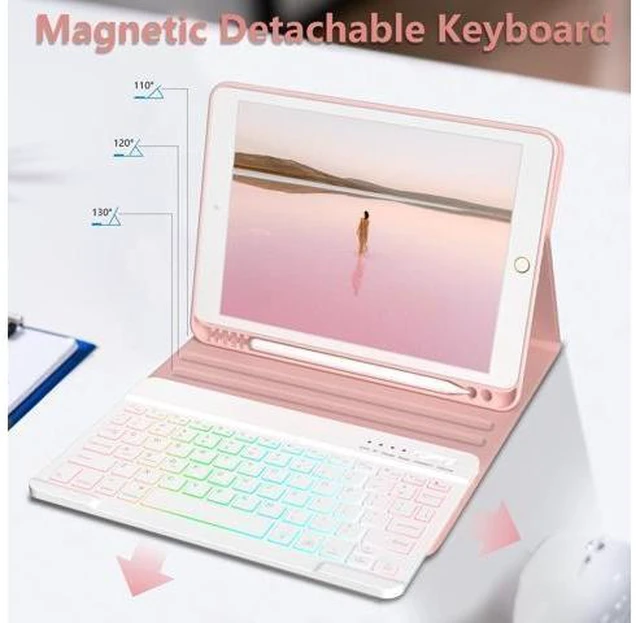 Alt view image 6 of 8 - New iPad 9th Generation Keyboard Case 10.2"2021/(8th Gen) 2020/(7th Gen)2019,7 Colors Backlit Keyboard Case for iPad 10.2" /iPad Air 3 10.5"(3rd Gen)/iPad Pro 10.5" with Pencil Holder(Champagne)