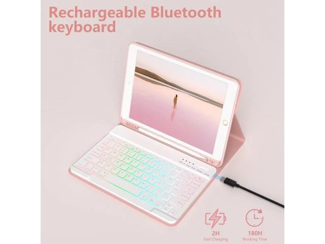Alt view image 8 of 8 - New iPad 9th Generation Keyboard Case 10.2"2021/(8th Gen) 2020/(7th Gen)2019,7 Colors Backlit Keyboard Case for iPad 10.2" /iPad Air 3 10.5"(3rd Gen)/iPad Pro 10.5" with Pencil Holder(Champagne)
