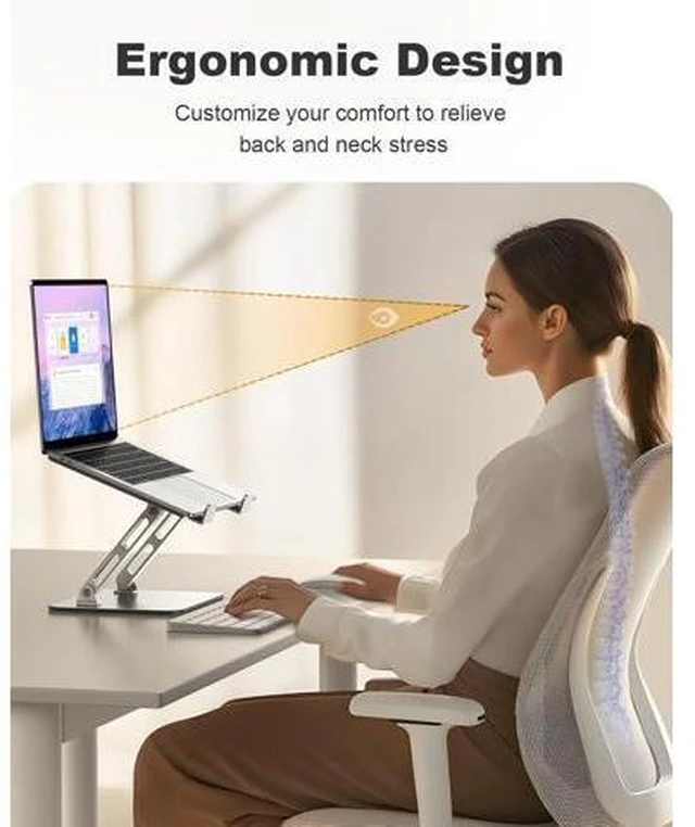Alt view image 7 of 12 - Ergonomic Laptop Stand Dual-Bar Support & Height Adjustable Laptop Riser Holder for Desk Ventilated & Portable Computer Notebook Stand Mount Compatible with MacBook Air Pro//HP (10-16)