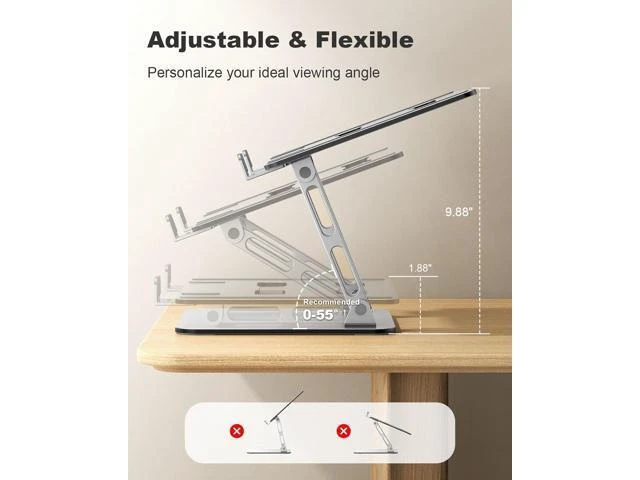Alt view image 9 of 12 - Ergonomic Laptop Stand Dual-Bar Support & Height Adjustable Laptop Riser Holder for Desk Ventilated & Portable Computer Notebook Stand Mount Compatible with MacBook Air Pro//HP (10-16)