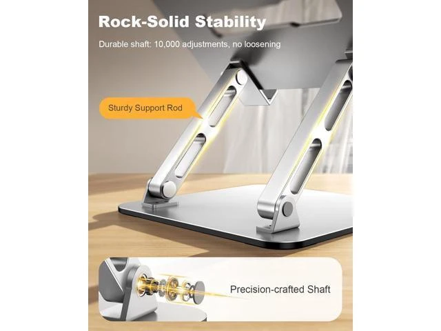 Alt view image 8 of 12 - Ergonomic Laptop Stand Dual-Bar Support & Height Adjustable Laptop Riser Holder for Desk Ventilated & Portable Computer Notebook Stand Mount Compatible with MacBook Air Pro//HP (10-16)