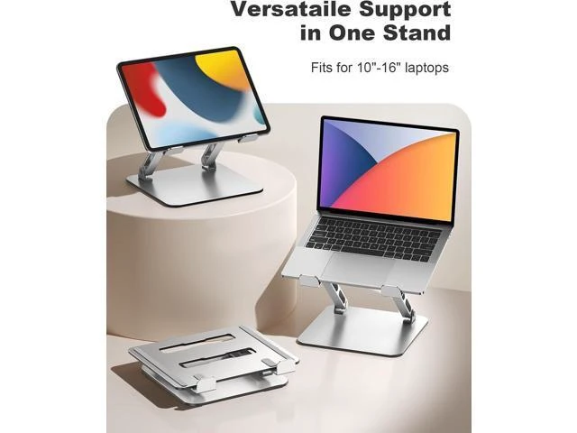 Alt view image 11 of 12 - Ergonomic Laptop Stand Dual-Bar Support & Height Adjustable Laptop Riser Holder for Desk Ventilated & Portable Computer Notebook Stand Mount Compatible with MacBook Air Pro//HP (10-16)