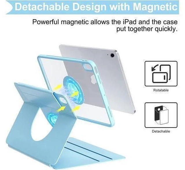 Alt view image 7 of 10 - iPad 10th Generation Keyboard Case, iPad 10.9 Inch 2022 Case with Trackpad Keyboard, 3 in1 Magnetic Rotating Detachable Clear Cover with Pencil Holder and Touchpad Keyboard (Teal)