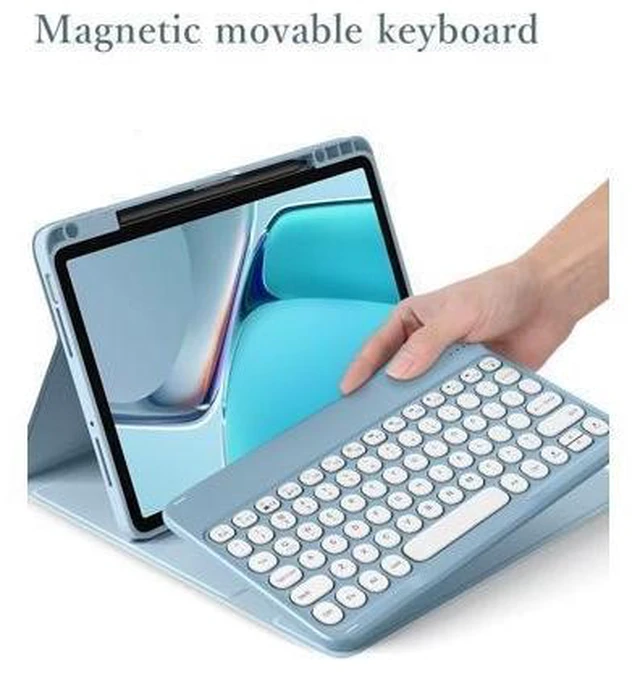 Alt view image 7 of 10 - KMXDD Keyboard Case for iPad 10th Generation Case with Keyboard Cute Round Key Detachable Bluetooth Keyboard Cover for iPad 10 2022 10.9 inch (Mint Green)