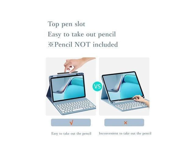 Alt view image 8 of 10 - KMXDD Keyboard Case for iPad 10th Generation Case with Keyboard Cute Round Key Detachable Bluetooth Keyboard Cover for iPad 10 2022 10.9 inch (Mint Green)