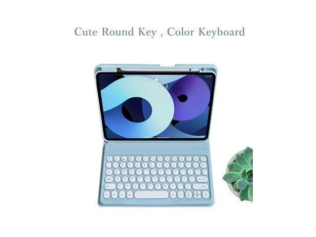 Alt view image 9 of 10 - KMXDD Keyboard Case for iPad 10th Generation Case with Keyboard Cute Round Key Detachable Bluetooth Keyboard Cover for iPad 10 2022 10.9 inch (Mint Green)
