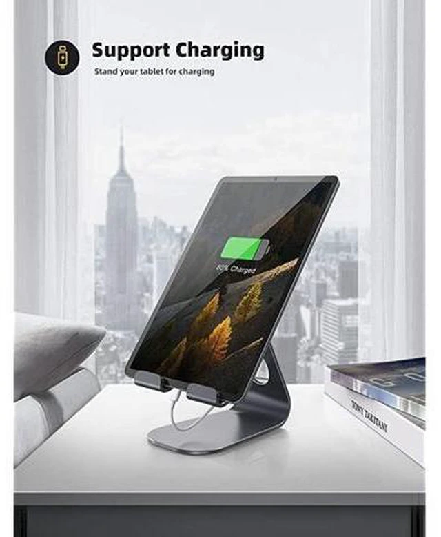 Alt view image 11 of 14 - Tablet Stand Adjustable Tablet Stand Desktop Stand Holder Dock Suitable to New iPad 2017 Pro 97 105 Air Mini 2 3 4 Kindle Nexus Accessories Tab EReader 413 inch Gray