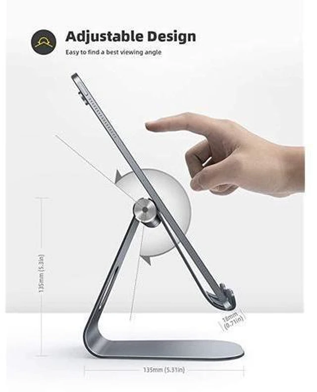 Alt view image 12 of 14 - Tablet Stand Adjustable Tablet Stand Desktop Stand Holder Dock Suitable to New iPad 2017 Pro 97 105 Air Mini 2 3 4 Kindle Nexus Accessories Tab EReader 413 inch Gray