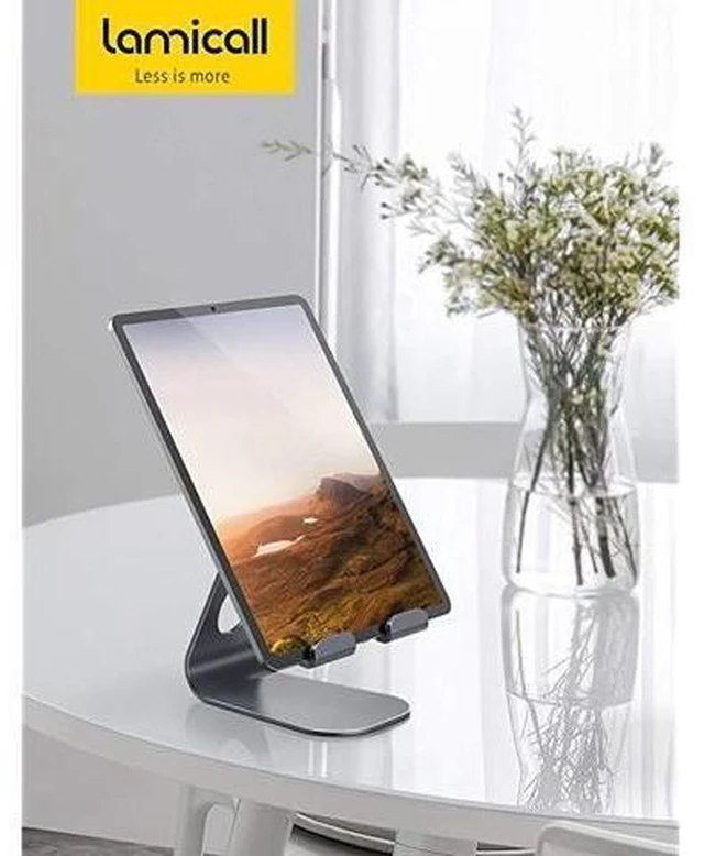 Alt view image 14 of 14 - Tablet Stand Adjustable Tablet Stand Desktop Stand Holder Dock Suitable to New iPad 2017 Pro 97 105 Air Mini 2 3 4 Kindle Nexus Accessories Tab EReader 413 inch Gray