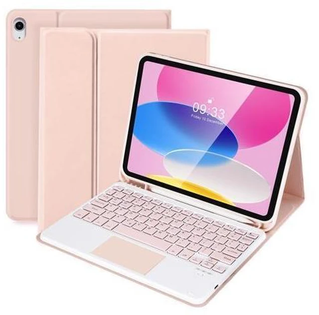 Alt view image 6 of 10 - SOPPY Keyboard Case with Touchpad for iPad 10th Generation, Detachable Wireless Keyboard for iPad 10th Gen 10.9" 2022 (A2696/A2757/A2777), Slim Case with Pencil Holder for iPad 10th Gen 2022, Pink