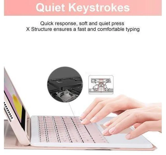 Alt view image 10 of 10 - SOPPY Keyboard Case with Touchpad for iPad 10th Generation, Detachable Wireless Keyboard for iPad 10th Gen 10.9" 2022 (A2696/A2757/A2777), Slim Case with Pencil Holder for iPad 10th Gen 2022, Pink