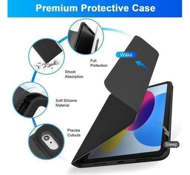 Alt view image 9 of 10 - SOPPY Keyboard Case for iPad, 7-Color Backlight Keyboard for iPad 10th Gen 10.9" 2022 (A2696/A2757/A2777), Detachable Keyboard Case, Built-in Pencil Slot - Black