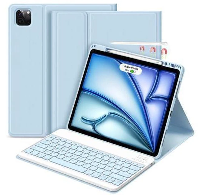 Alt view image 6 of 10 - GOKOCO iPad Air 13 inch M2 2024 Case with Keyboard-Keyboard Case for iPad Pro 12.9 inch 6th/5th/4th/3rd Generation with Pencil Holder,Wireless Detachable Keyboard,Auto Sleep/Wake Function-Blue