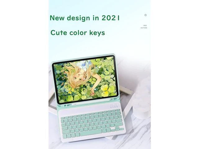 Alt view image 8 of 10 - Keyboard Case for iPad Pro 12.9 inch 6th Generation 2022, iPad 12.9 inch 5th 4th 3rd Generation Keyboard Case Cute Color Keyboard Detachable Bluetooth Keyboard Cover with Pencil Holder (MintGreen)