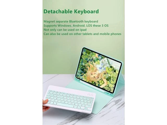 Alt view image 9 of 10 - Keyboard Case for iPad Pro 12.9 inch 6th Generation 2022, iPad 12.9 inch 5th 4th 3rd Generation Keyboard Case Cute Color Keyboard Detachable Bluetooth Keyboard Cover with Pencil Holder (MintGreen)