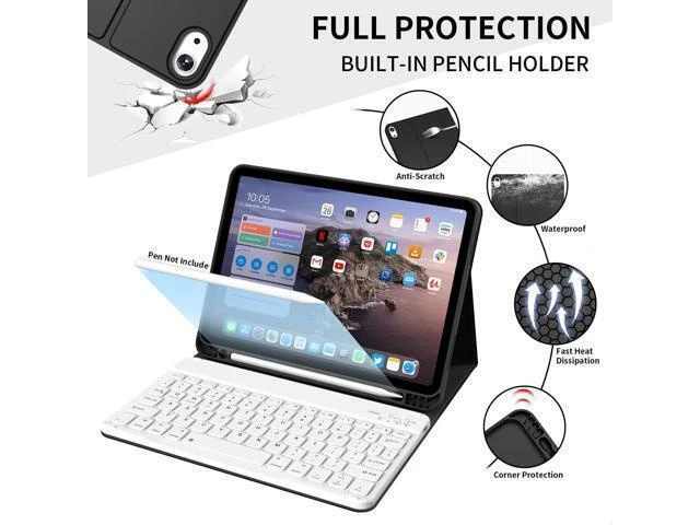 Alt view image 10 of 10 - kenke for iPad 10th Generation Case with Keyboard (10.9 Inch, 2022), Magnetically Detachable Wireless Bluetooth Keyboard, Folio Keyboard Case with Pencil Holder for iPad 10th Generation, Black