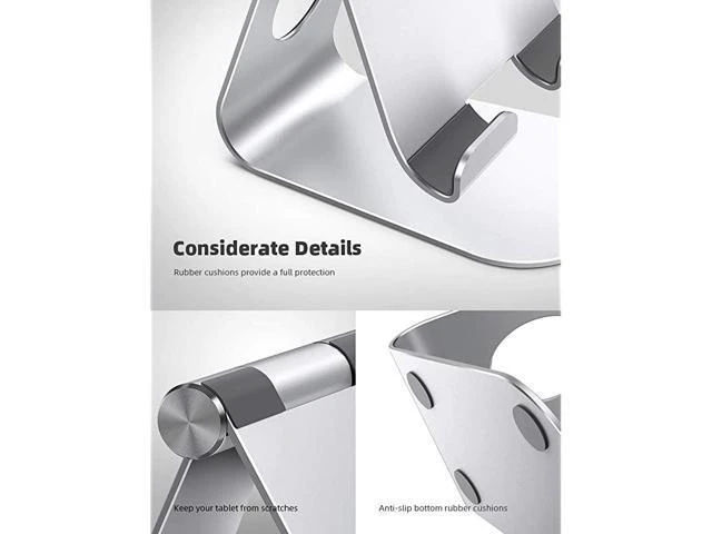 Alt view image 13 of 14 - Tablet Stand Adjustable Tablet Stand Desktop Stand Holder Dock Compatible with Tablet Such as iPad Pro 97 105 129 Air Mini 4 3 2 Kindle Nexus Tab EReader 413 Silver