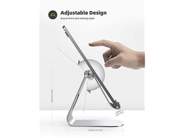 Alt view image 12 of 14 - Tablet Stand Adjustable Tablet Stand Desktop Stand Holder Dock Compatible with Tablet Such as iPad Pro 97 105 129 Air Mini 4 3 2 Kindle Nexus Tab EReader 413 Silver