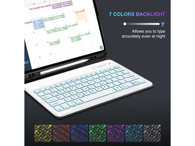 Alt view image 10 of 10 - iPad Air 13 inch Case with Keyboard (M2, 2024), Keyboard Case for iPad 12.9" 6th 2022/5th 2021/4th 2020/3rd 2018, Detachable Bluetooth Keyboard, 7 Colors Backlit, Slim Folio Cover with Pen Holder Blue