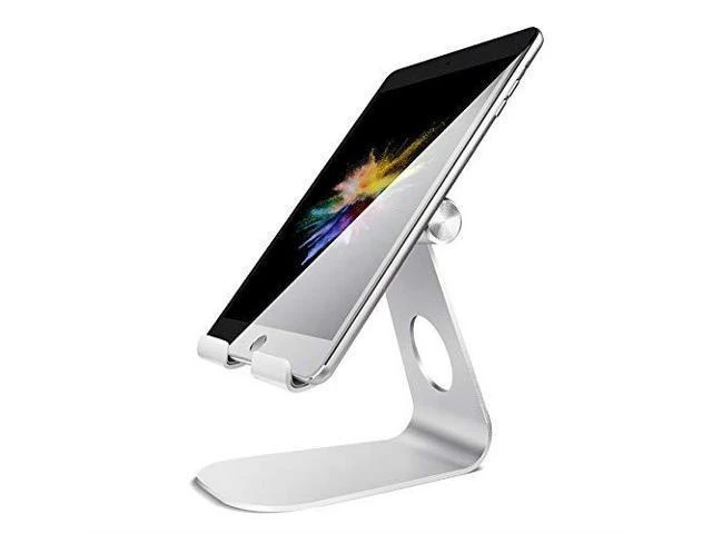 Alt view image 8 of 14 - Tablet Stand Adjustable Tablet Stand Desktop Stand Holder Dock Compatible with Tablet Such as iPad 2018 Pro 97 105 Air Mini 4 3 2 Kindle Nexus Tab EReader 413 Silver