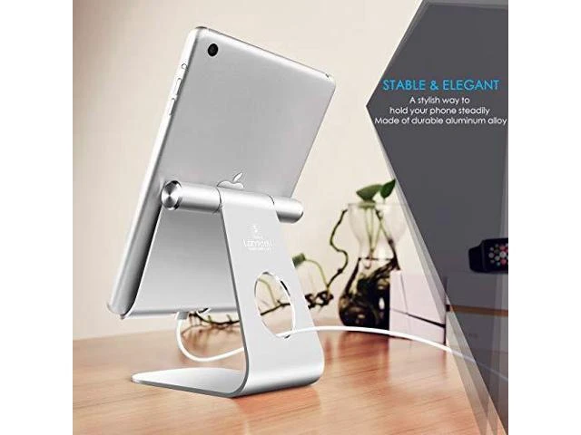 Alt view image 9 of 14 - Tablet Stand Adjustable Tablet Stand Desktop Stand Holder Dock Compatible with Tablet Such as iPad 2018 Pro 97 105 Air Mini 4 3 2 Kindle Nexus Tab EReader 413 Silver