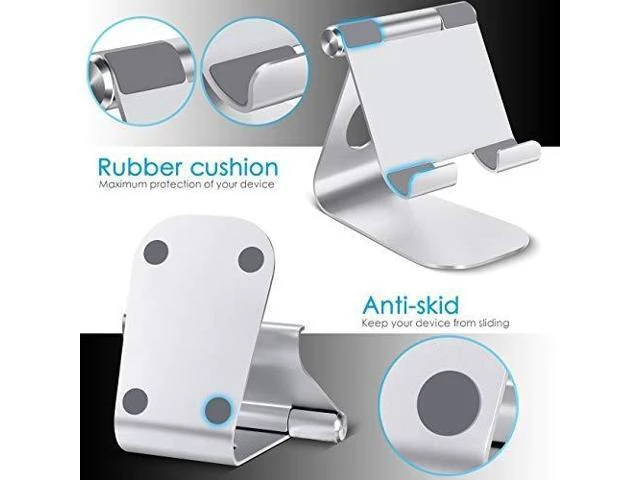 Alt view image 11 of 14 - Tablet Stand Adjustable Tablet Stand Desktop Stand Holder Dock Compatible with Tablet Such as iPad 2018 Pro 97 105 Air Mini 4 3 2 Kindle Nexus Tab EReader 413 Silver