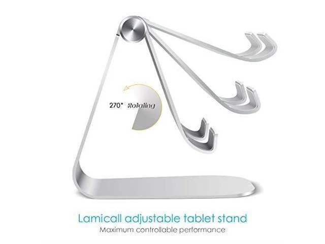 Alt view image 10 of 14 - Tablet Stand Adjustable Tablet Stand Desktop Stand Holder Dock Compatible with Tablet Such as iPad 2018 Pro 97 105 Air Mini 4 3 2 Kindle Nexus Tab EReader 413 Silver