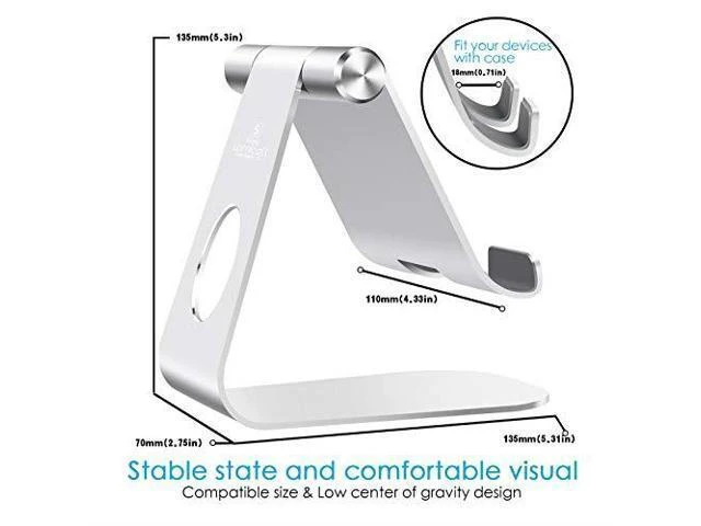 Alt view image 12 of 14 - Tablet Stand Adjustable Tablet Stand Desktop Stand Holder Dock Compatible with Tablet Such as iPad 2018 Pro 97 105 Air Mini 4 3 2 Kindle Nexus Tab EReader 413 Silver