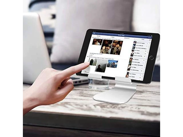 Alt view image 13 of 14 - Tablet Stand Adjustable Tablet Stand Desktop Stand Holder Dock Compatible with Tablet Such as iPad 2018 Pro 97 105 Air Mini 4 3 2 Kindle Nexus Tab EReader 413 Silver