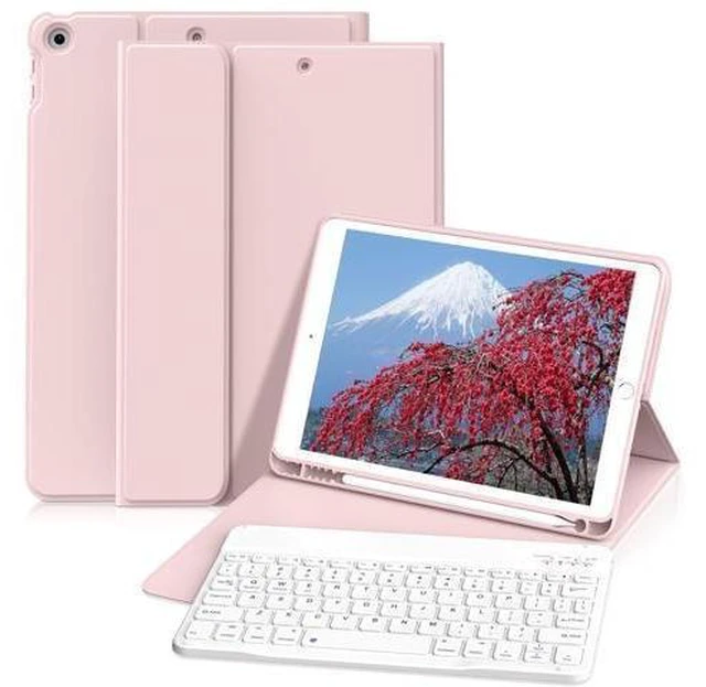Alt view image 6 of 10 - kenke Keyboard Case for iPad 9th Generation 2021/8th/7th Gen 2020/2019 10.2 Inch, Detachable Wireless Bluetooth with Pencil Holder Keyboard Case, Soft TPU Back Cover for iPad 9/8/7th Gen, Pink
