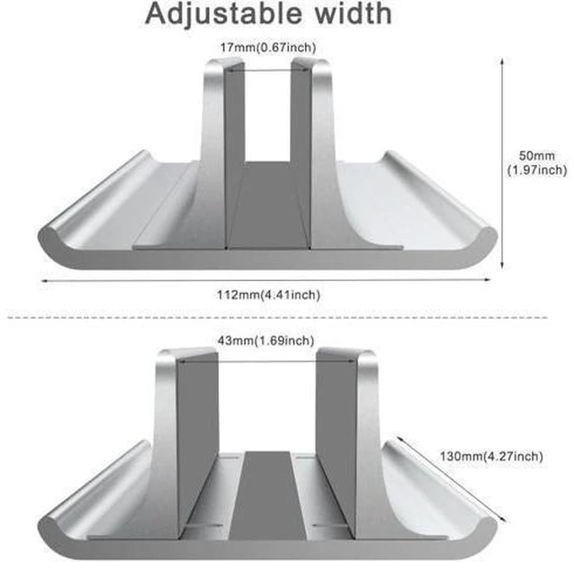 Alt view image 10 of 14 - 3-in-1 Aluminum Laptop Stand Vertical Laptop Stand Holder for Desk with Adjustable Dock Space-Saving Organizer for All MacBook Surface HP up to 17.3 inch