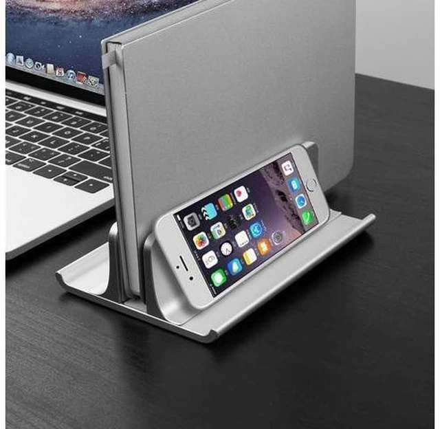 Alt view image 14 of 14 - 3-in-1 Aluminum Laptop Stand Vertical Laptop Stand Holder for Desk with Adjustable Dock Space-Saving Organizer for All MacBook Surface HP up to 17.3 inch