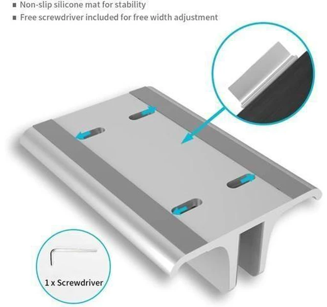 Alt view image 13 of 14 - 3-in-1 Aluminum Laptop Stand Vertical Laptop Stand Holder for Desk with Adjustable Dock Space-Saving Organizer for All MacBook Surface HP up to 17.3 inch