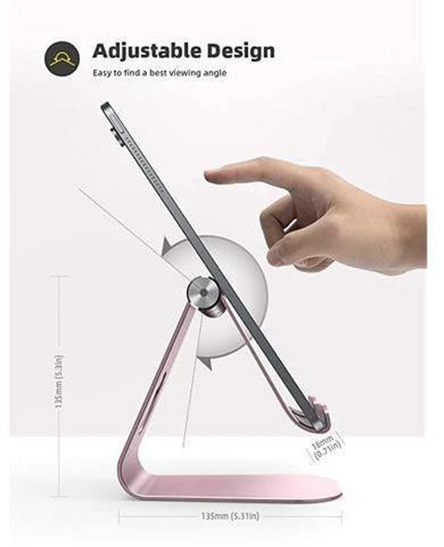 Alt view image 10 of 12 - Tablet Stand Adjustable Tablet Stand Desktop Stand Holder Dock Compatible with Tablet Such as iPad 2018 Pro 97 105 Air Mini 4 3 2 Kindle Nexus Tab EReader 413 Rose Gold